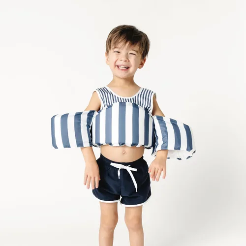 Vista 3 de Chaleco de natación con bloques de color, chaleco salvavidas para niños y niñas (azul)