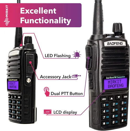 Vista 3 de Mirkit Baofeng - Radio de jamón UV-82 MK3 - Walkie Talkies de largo alcance 5 W de potencia máxima Radio bidireccional VHF/UHF 144-148/420-450 MHz