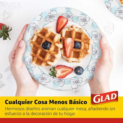 Vista 4 de Glad - Platos de papel desechables cuadrados para todas las ocasiones