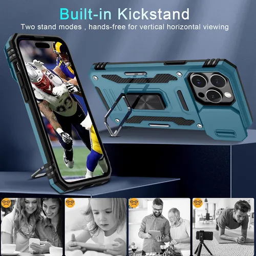 Vista 389 de DEERLAMN Funda para iPhone Xs Max con funda deslizante para cámara + protector de pantalla, soporte giratorio de anillo de grado militar a prueba