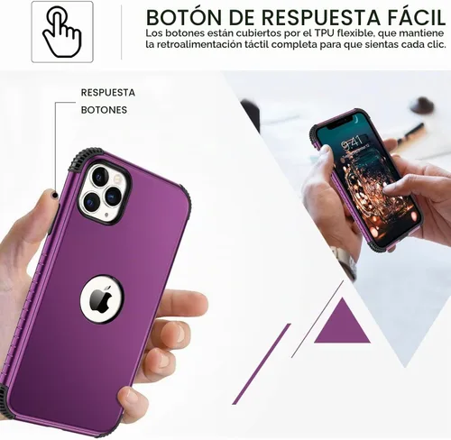Vista 5 de BENTOBEN Fundas para iPhone 11 Pro Max, 2 en 1, ajuste delgado, resistente, híbrido, a prueba de golpes, de poliuretano termoplástico suave Violeta