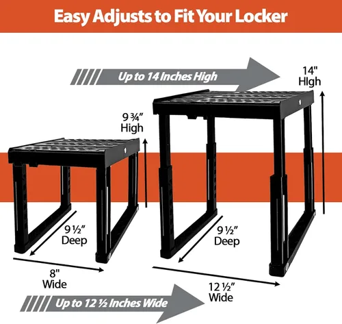 Vista 2 de Piffny Estante Organizador para Casilleros, Ancho y Altura Ajustables, Apilable, Estante Ideal para Casilleros de Escuela, Oficina, Gimnasio