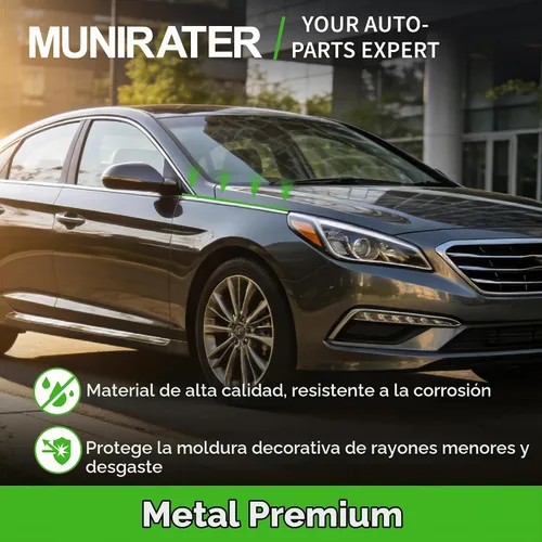 Vista 3 de Reemplazo de moldura cromada delantera derecha para Hyundai Sonata 87772-C1000 2015 2016 2017 Repuesto para Sonata 2015-2017, repuesto