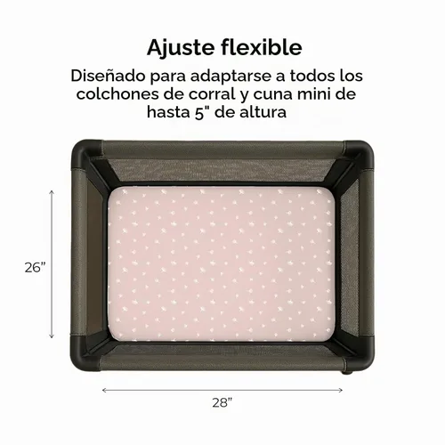Vista 2 de Ely's & Co. Pack and Play - Juego de 2 sábanas ajustables para corralito de juego compatibles con Graco Pack n Play, para bebés, 100% algodón Rosa