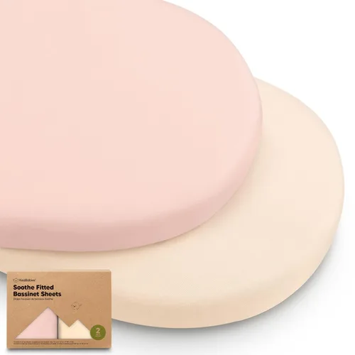 Vista 16 de Paquete de 2 sábanas orgánicas para cuna para niños, niñas, sábana bajera (lino azul) 100% Cotton Bassinet Mattress Sheets, Compatible with Halo