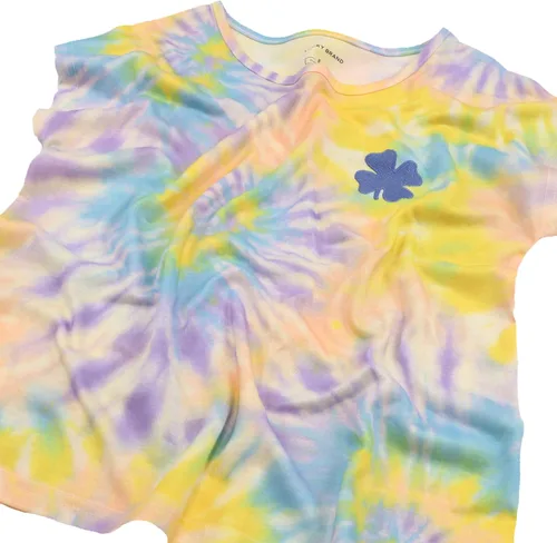 Vista 3 de Lucky Brand Conjunto de pijama de ajuste holgado de 2 piezas para niña, suave y lindo para niños Remolino arcoíris.