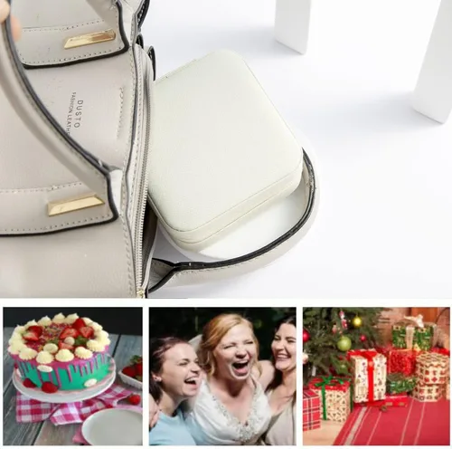 Vista 7 de KElofoN Joyero de viaje, joyero de viaje, organizador de joyas de viaje, caja organizadora de joyas pequeña para niñas y mujeres con espejo