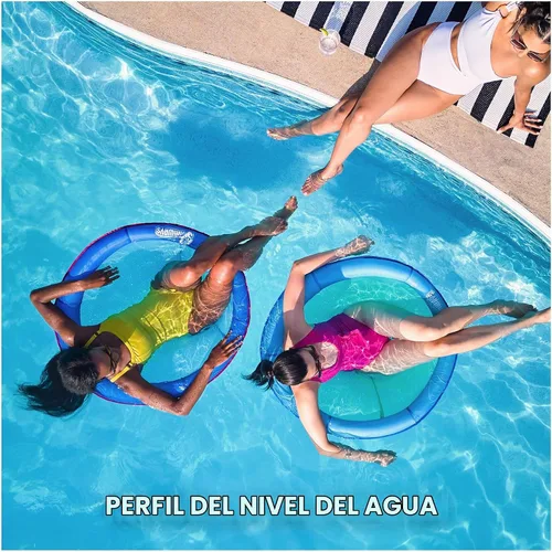Vista 6 de SwimWays Spring Float Premium Papasan Pool Lounger with Breathable Mesh Seat, Inflatable Pool Floats for Adults with Fast Inflation, for Ages 15 & Up