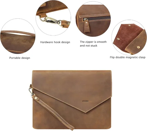 Vista 4 de Suohu - Bolso de mano de piel para hombre
