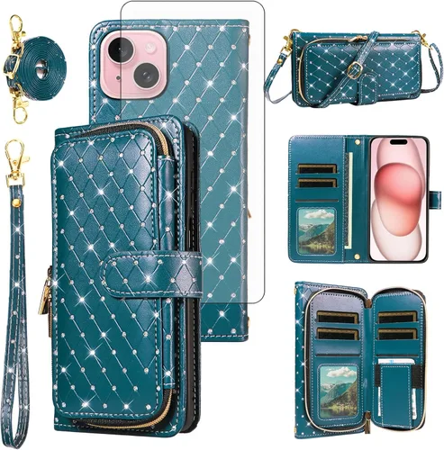 Vista 66 de Funda para teléfono iPhone 6 6S con cremallera y protector de pantalla con protector de pantalla, correa de cordón cruzado, ranura para iPhone 6 Six