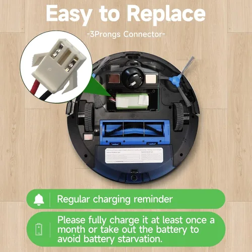 Vista 6 de Batería de repuesto compatible con Coredy R500+, R300, R650, R3500, R3500S, R600, R580 y Amarey A800, A900, iMartine C800, Tesvor X500 Pro Robot