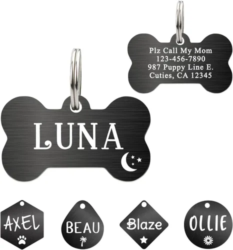 Vista 29 de Ultra Joys Etiqueta de identificación personalizada para perros y gatos
