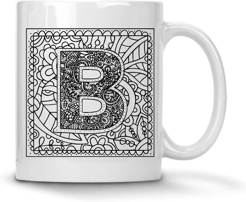 Vista 22 de Alankathy Mugs Taza de café monograma, 11 oz, color blanco (A)