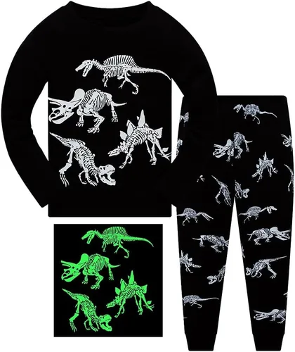 Vista 18 de Pijamas para Niños Pequeños, Conjunto de Ropa para Niños Pequeños, Ropa de Dormir de Planeta y Tren, Manga Larga, 100% Algodón, 2 Piezas, Pijamas