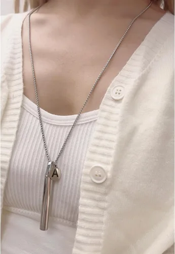 Vista 5 de Collar de respiración para mujeres y hombres con colgante de inicial, antivape, collar de paja de metal, collar de respiración consciente