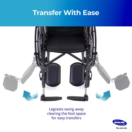 Vista 5 de Invacare Reposapiernas Elevable para Silla de Ruedas con Soporte Acolchado para Pantorrilla, Reposapiés con Función Abatible, Longitud Ajustable