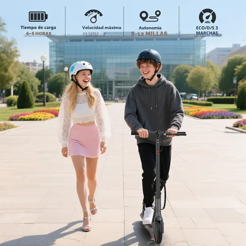 Vista 3 de Electric Scooter, 350W Strong Motor, Up to 19 MPH, E/D/S 3 Gear Speed, 15 Miles Range, Foldable Lightweight E-Scooter with 8.5 Inch Tires, Smart APP