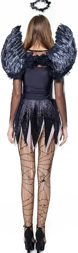 Vista 7 de Ymosrh Vestidos para mujer, disfraz sexy de ángel oscuro, uniforme de juego, disfraz malvado, vestidos de novia fantasma, vestidos para fiesta