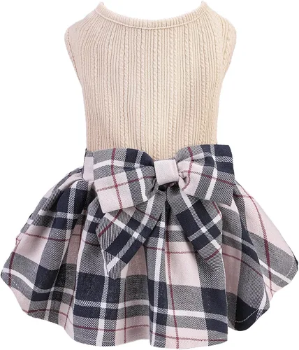 Vista 28 de PUPTECK Vestido estampado para perro, ropa para mascotas para el 4 de julio con lindo corbatín para cachorros, bandera, XS Estilo americano