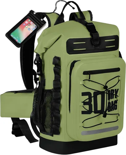 Vista 61 de MORXPLOR Bolsa seca impermeable, 5L/10L/20L/30L/40L/55L Mochila seca con funda impermeable para teléfono para natación, kayak
