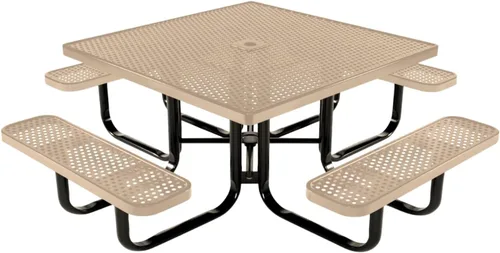 Vista 73 de COATEDOUTDOORFURNITURE Mesa de picnic cuadrada de 46 pulgadas, expandida, color negro