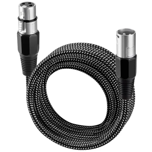 Vista 10 de Cable XLR de 3 pies/2 unidades, cable de micrófono Nylong trenzado equilibrado XLR macho a hembra, cables de conexión de micrófono de alta