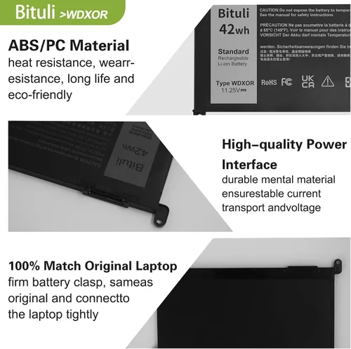 Vista 3 de WDX0R - Batería de repuesto para laptop Dell Inspiron 13 15 5000 7000 Series 7579 5570 7378 5567 7573 5379 5378 Latitude 3490 3590 3340 3400 3390