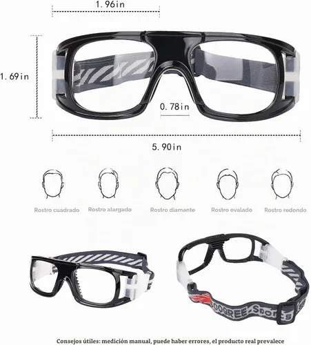 Vista 2 de SooGree Gafas deportivas para hombre, gafas protectoras antivaho para baloncesto Negro