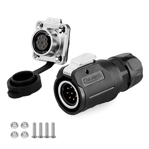 Vista 10 de CNLINKO Conector de enchufe macho y hembra de 2 pines industrial impermeable de alimentación, conector circular de cable M16 10A, conector ciego