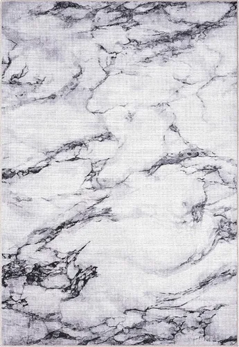 Vista 3 de Abani Parker Collection - Alfombra de área, diseño de mármol marfil/negro, 4 x 6 pies, fácil de limpiar, duradera para niños y mascotas,