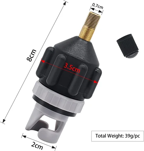 Vista 5 de Paquete de 2 adaptadores inflables de bomba de tabla de remo (SUP), adaptador universal estándar Schrader de válvula de aire, convertidor
