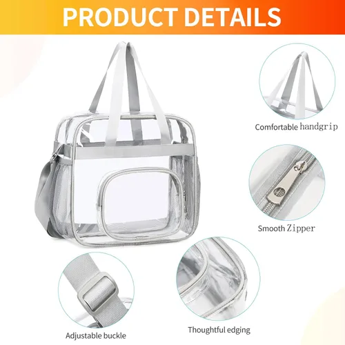 Vista 26 de Bolsas transparentes aprobadas para estadios, bolsa transparente + correa para el hombro, bolsa transparente grande