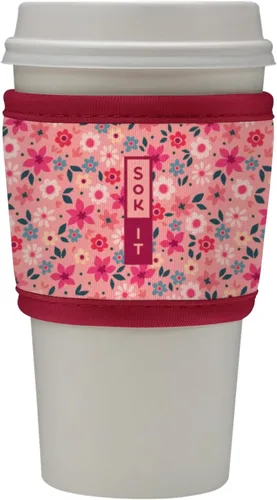 Vista 137 de Sok It HotSok Coffee & Tea - Funda de neopreno con aislamiento reutilizable (floral abstracto)