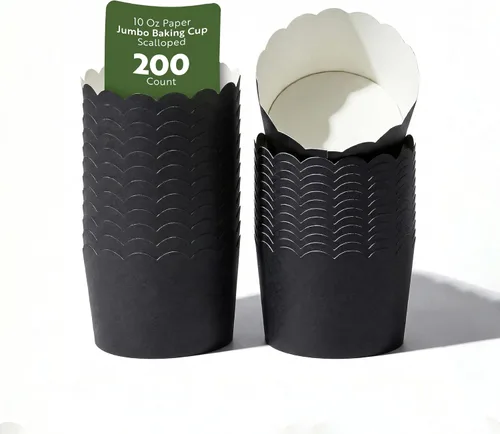 Vista 20 de Restaurantware Paquete de 200 moldes de papel para cupcakes de 3.38 onzas, resistentes a la grasa, festoneados para horno, elegantes tazas