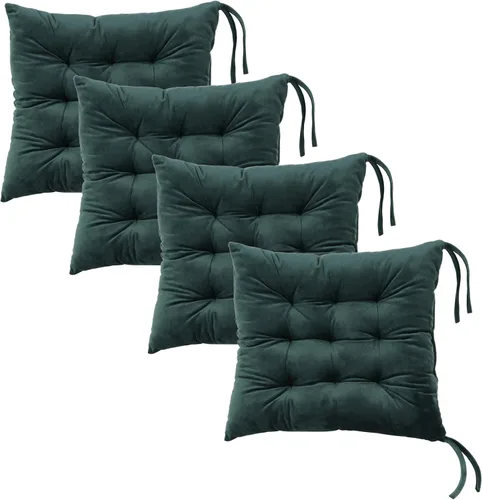 Vista 17 de Juego de 2 cojines para sillas de comedor con lazos, almohadilla antideslizante para silla de cocina para interior y tapete de asiento de comedor