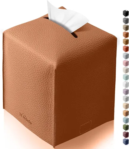 Vista 29 de Funda cuadrada para caja de pañuelos de piel sintética moderna para decoración creativa, paquete de 2, ideal para baños, oficina, coche, mesita