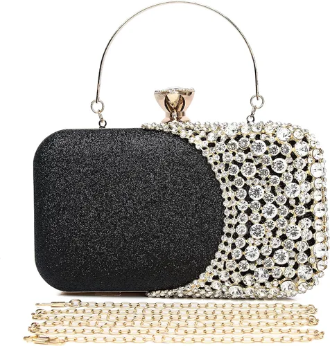Vista 3 de FIVE FLOWER Womens Crystal Evening Clutch Bag Wedding Purse Bridal Prom Handbag Party Bag