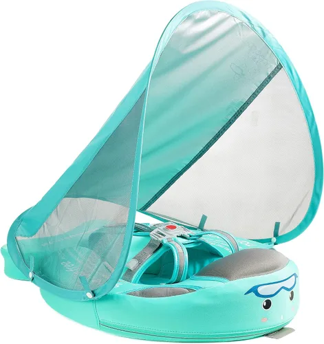 Vista 14 de Mambobaby Float Add Tail Flotador de natación para bebé/bebé con toldo, no inflable, sólido, mejorado, suave, impermeable, material de cuero