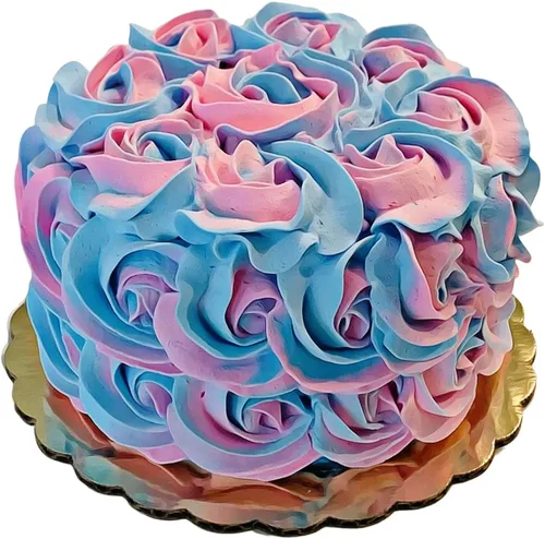 Vista 6 de Pastel falso de roseta azul hecho a mano por Dezicakes - Pastel falso - Pastel artificial