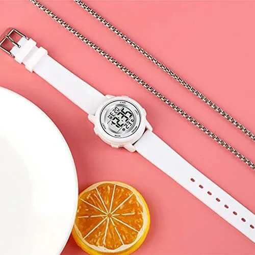 Vista 3 de Relojes digitales para mujer, pantalla LED, correa de silicona, reloj militar, multifunción, impermeable, alarma, cronómetro, retroiluminación LED