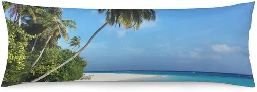 Vista 26 de Protector de almohada de playa con palmeras tropicales de 16 x 14 pulgadas, palmeras de playa, paisaje marino costero, decorativo, rectangular
