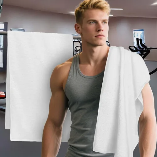 Vista 10 de Juego de 2 toallas deportivas de algodón para gimnasio, 12 x 45 pulgadas, absorbentes, transpirables, de 430 GSM, suaves, toalla deportiva para Azul