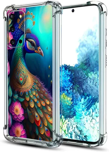 Vista 7 de Funda para Galaxy S20 FE 5G, protección contra caídas de flores de mariposa azul, a prueba de golpes, carcasa protectora de cuerpo completo