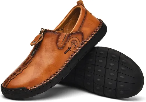 Vista 6 de Shaire Zapatos casuales de cuero sin cordones para hombre, zapatos cómodos y transpirables para caminar para hombres
