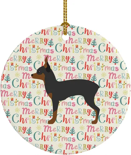 Vista 85 de Caroline's Treasures Affenpinscher - Adorno de cerámica con texto en inglés "Merry Christmas", multicolor para colgar en el árbol de Navidad