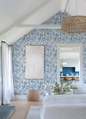 Vista 2 de Scott Living Leandra Indigo Floral Trail - Papel pintado (2975-26237)