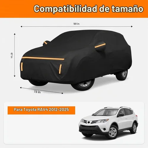 Vista 2 de Funda de coche para Toyota RAV4 2012-2025 XA30 XA40 XA50 impermeable forro de algodón PEVA cubierta exterior resistente al viento protección UV