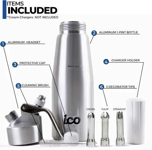 Vista 2 de Impeccable Culinary Objects (ICO) batidor de crema profesional de aluminio, Plateado