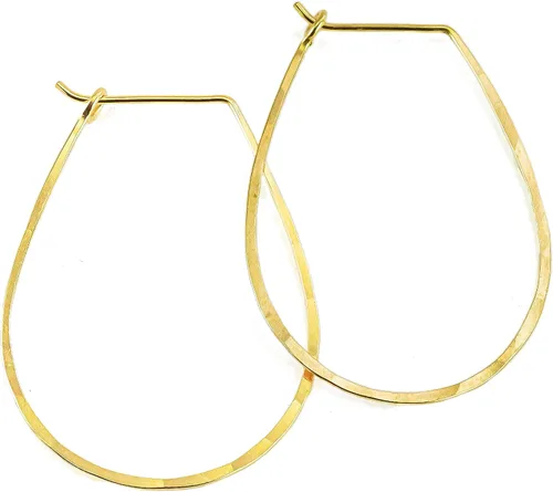 Vista 129 de Aretes de aro finos martillados, elegantes plata esterlina geométrica sólida, relleno de oro y relleno de oro rosa; para mujer por Lotus Stone