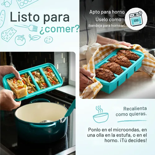 Vista 5 de Souper Cubes Moldes de silicona para congelador, 2 cucharadas, perfectos para almacenar ajo, hierbas, jengibre, pesto, pasta de tomate, jugo